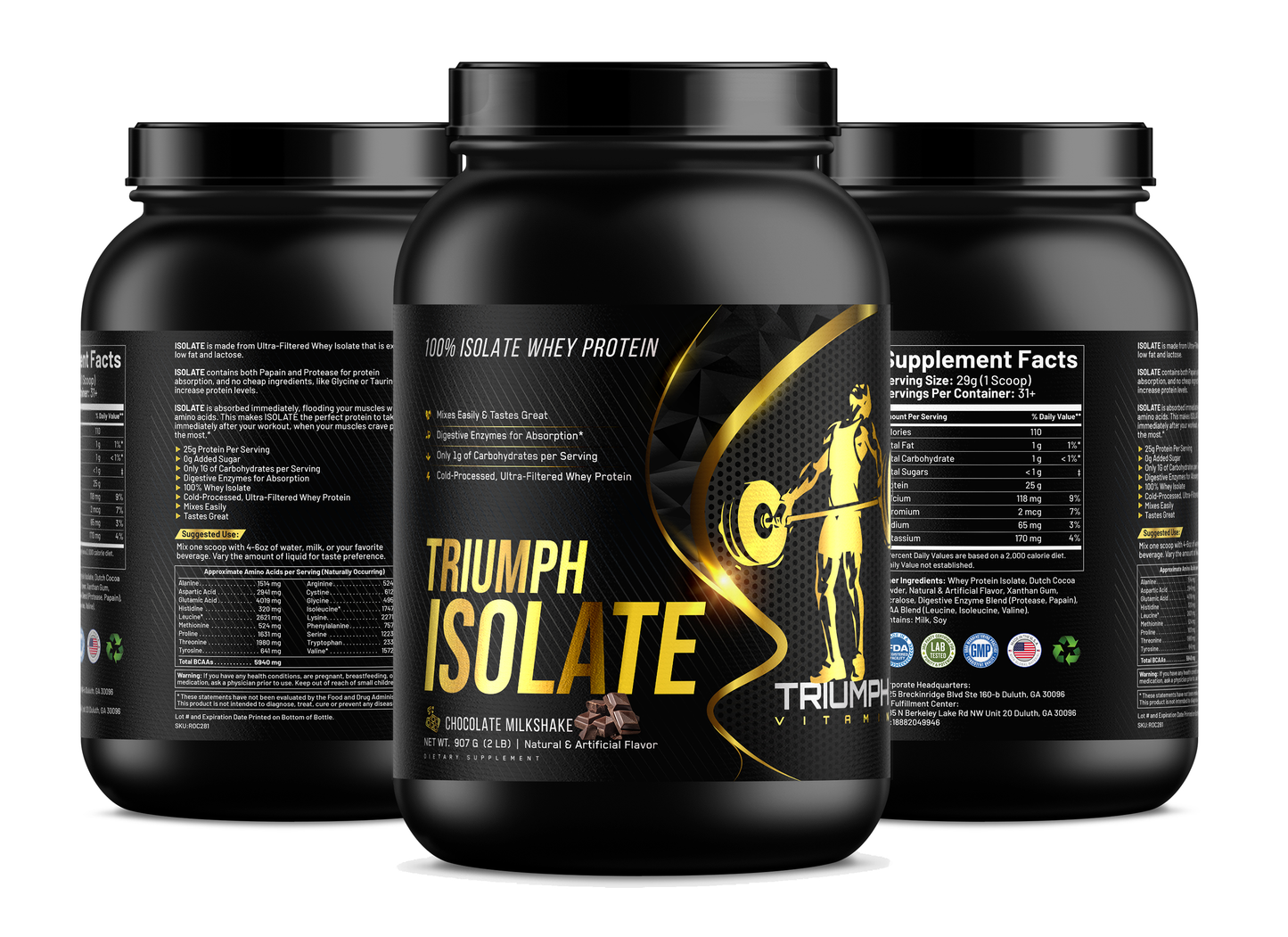 TRIUMPH VITAMIN 2lb 100% Whey Isolate Chocolate – 31 serv.